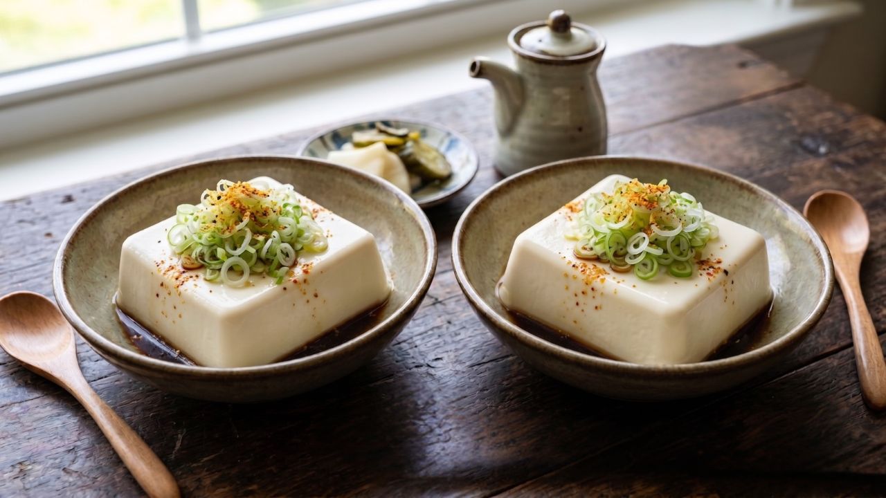冷ややっこのみかん七味のせ
